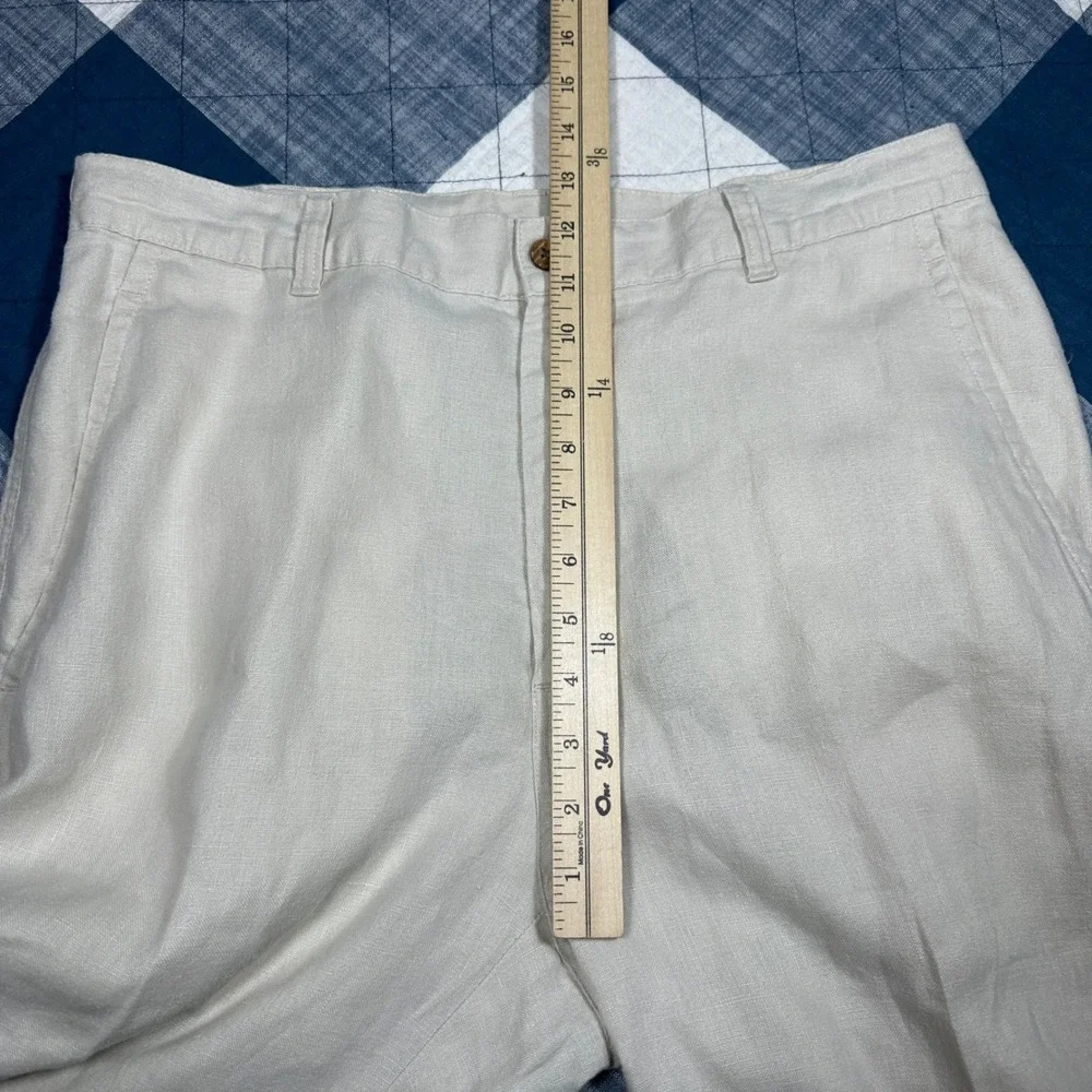Jos A Bank Men *33x31 Linen Trousers Beige Oatmeal Flat Front Straight Leg Pants